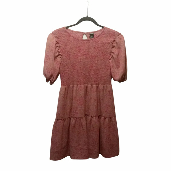 Puff Sleeve Micro Floral Pink Tiered Dress Wild Fable Size XS Mini - Picture 2 of 8